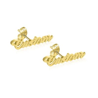 China Custom Name Earrings 18k Gold Plating Stainless Steel Custom Women's Earrings Trendy Border Sales TRENDY for sale