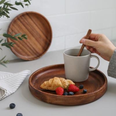 China Simple Natural Color Walnut Wooden Tea And Coffee Trays Wooden Tableware Fruit Fruit Dishes Serving Tray for sale