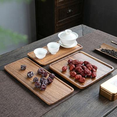 China Simple Natural Wooden Tableware Wooden Serving Trays Walnut Color Wooden Tea And Coffee Trays for sale