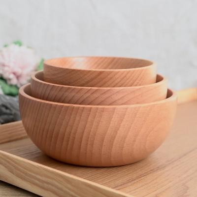 China Sustainable Amazon Hotselling Natural Beech Wood Bowls Wooden Salad Dishes for sale