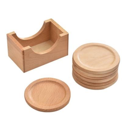 China Minimalist Creative Wooden Cup Coasters Insulation Mat Tea Cup Coasters Wooden Tea Cups Mat Set for sale