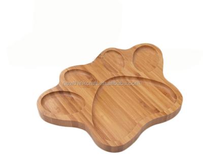 China Sustainable Natual Kids Bamboo Food Dishes Animal Shape Fruit Dish Wooden Trays for sale