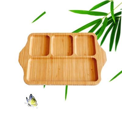 China Natual Sustainable Wooden Dishes Baby Divided Fruit Bamboo Dishes Serving Trays For Hotel for sale