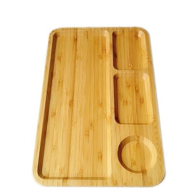 China Natual Sustainable Wooden Dishes Baby Divided Fruit Bamboo Dishes Serving Trays For Hotel for sale