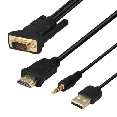 China 1.5m 1.5m 3m 5m hdmi to vga cable vga hdmi cable with power cable for sale