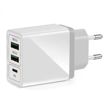 China MP3/MP4 Wall Charger Travel Player 3 USB Charger 30W QC 3.0 PD QC 3.0 PD EU USA UK Type Wall Charger for sale