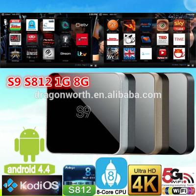 China Android 4.4 TV Box S9 1080P Amlogic S812 Fully Loaded Android Tv Box Remote Control for sale