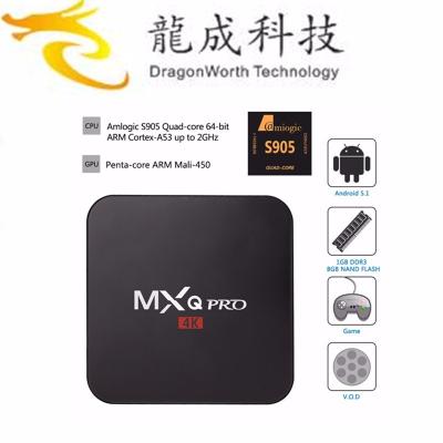 Chine 2016 PRO Amlogic S905 4k 64 bits de MXQ quadruplent l'ODM d'OEM de boîte de l'androïde 5,1 TV de noyau à vendre