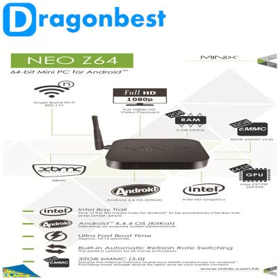 China Kasten-Intel-Atom-Prozessor Z3735F 2GB DDR3 32GB MINIX-NEO-Fernsehenz64 NAND-Blitz wifi bluetooth zu verkaufen