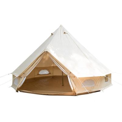 China Extended Type 4 Season Cotton Canvas Bell Tent Waterproof Beige Yurt Tent, 13.1ft/4M Large Tent with Spacious Space for sale