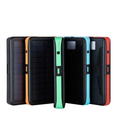 China Foldable Solar Panel Charging Solar Power Bank 20000 Outdoor Waterproof Portable Solar Banks 20000mah Solar Charger Power Powerbank For Mobile for sale