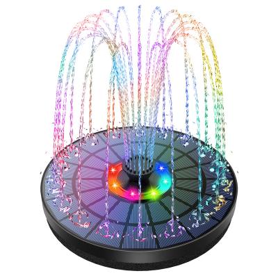 China AISITIN 5.5W Plastic Solar Fountain with Color LED Light and 2000mAh Battery, 7 Nozzles Solar Bird Bath Fountain, for Outdoor, Garden for sale