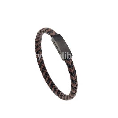 China Vintage Quality Luxury Design Woven Black Brown With Strong Magnetic Leather Strap for sale