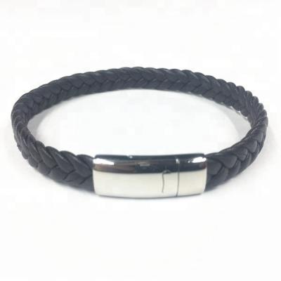 China Classic Braided Fashion Stainless Steel Clasp Wrap Bracelet Leather Accessories For Men for sale