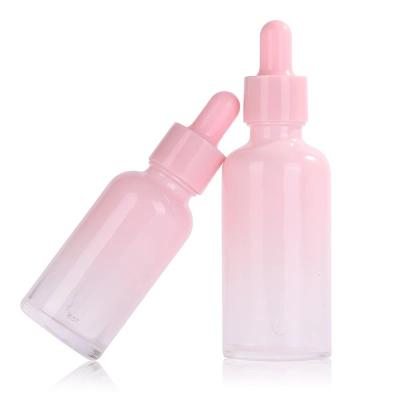 China 50ml Rose Essential Oil Lotion Cream Transparent Frosted Glass Dropper Bottles With Dropper for sale