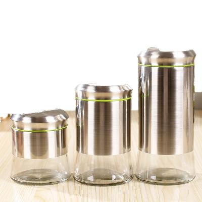 China High Quality Multi Sizes Glass Food Spices Jar Bottle With Stainless Steel Cove for sale