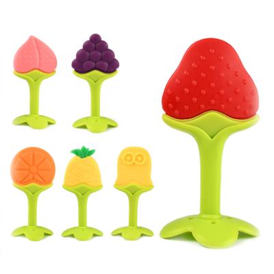 China BPA Free Silicone Soft Teether Baby Teething Sticks Healthy Chewable Toy Fruit Grind Teeth Toy Gift for sale