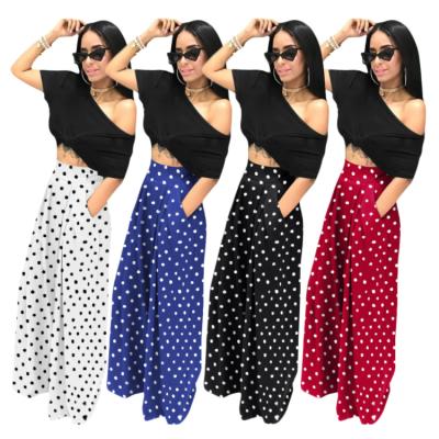 China Floral Print Autumn Wide Leg Baggy Plus Size Ladies Anti-pilling Women's High Waisted Pants Flared Trousers Trousers for sale