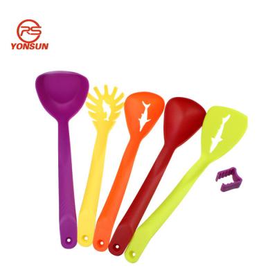 China Best Seller 5 Piece Kitchen Stocked Colorful Nylon Utensil Sets Kitchenware Nylon Cooking Tools Kitchen Utensil Set for sale