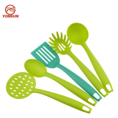 China Stocked Colorful Nylon 5 Piece Kitchen Utensil Sets Kitchenware Nylon Cooking Tools Kitchen Utensils Set Slotted Turner Spoon for sale