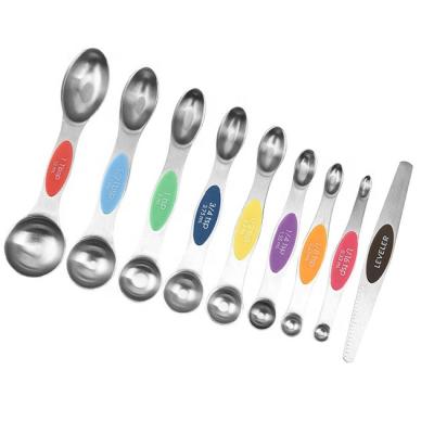 China Viable Set of 6/7/8/9 Stainless Steel Double Sided Magnetic Measurers Set for Measuring Double Bakeware Cooking Tools for sale