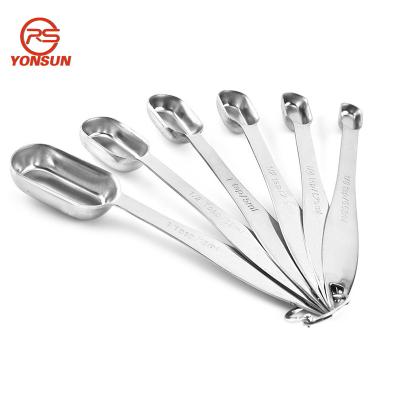 China 6pcs Stainless Steel Sustainable Measuring Cups With Scale Marks Set Rectangular Shape Baking Tool Kit for sale