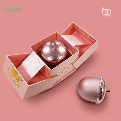 China Custom Cosmetic Holder Reused Materials KULICA Logo Pink Color Jewelry Gift Flip Packaging Paper Box Double With Ribbon Luxury Gift Box for sale