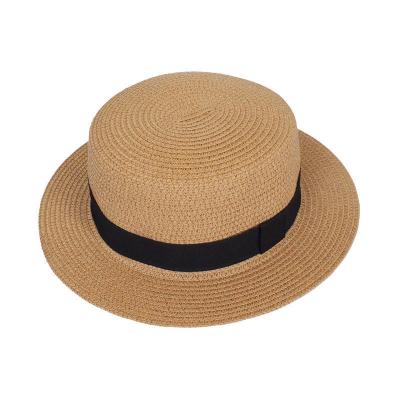 China Wholesale China Manufacture Cheap Price Summer Sunshade Outdoor Lady White Straw Boat Hat Character for sale