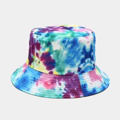 China Fashion Reversible Bucket Hat Custom Logo Printed Cotton Tie Dye Fisherman Bucket Hat for sale