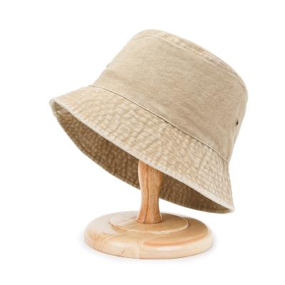 China Fashion Washed Cotton Bucket Hat Summer Travel Bucket Hat Beach Sun Hat Wholesale Bucket Washed Hats for sale