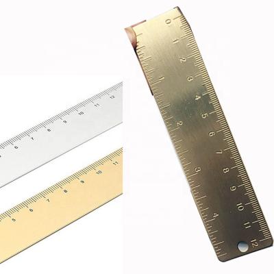 China High Quality Custom Logo Aluminum CNC Brass Metal Machining Straight Ruler With Laser Engraving for sale