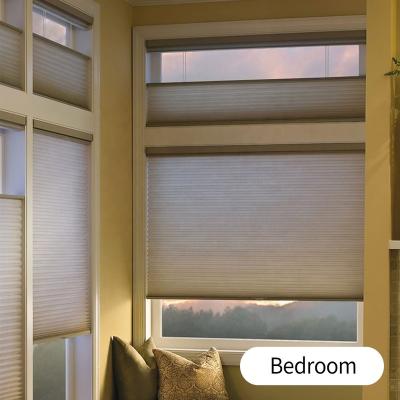 China Modern Smart Day And Night Cordless Honeycomb Blinds Pleated Blinds Fabrics Curtain Drape For Living Room for sale