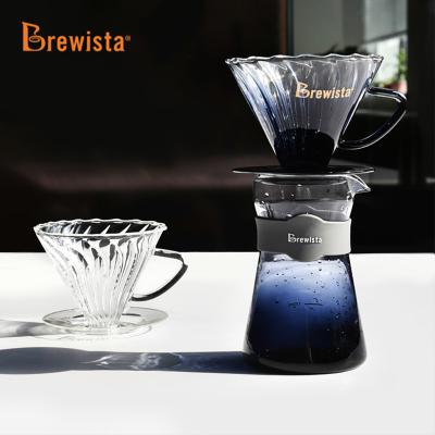 China Vivid high borosilicate starry tansparent orange purple tansparent gooseneck handle design v60 heat resistant glass coffee set viable for sale