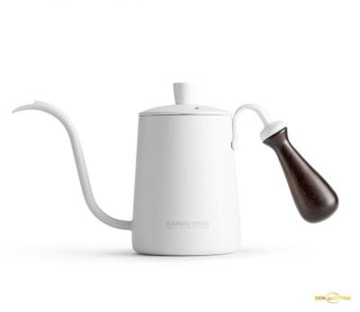 China Coffee Supplies 600ML Coffee Espresso Pot Sustainable High Quality Crane Mouth Stainless Steel Drip Wooden Kettle Long-said Pot for sale