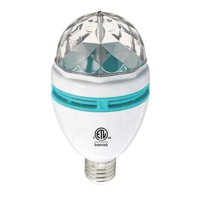 China Hot Sale Hotel AC 220v 240v DC e27 3w RGB Colorful Plastic Stage Club Housing Lamp Rotating Smart Party Led Disco Light Bulb for sale