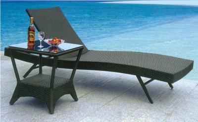 China Black Single Rattan Sun Lounger With Cushion for Patio , Beach , Garden for sale