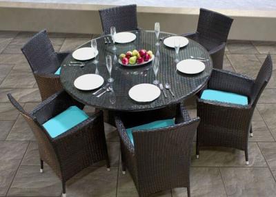 China Black 6 Seater Rattan Dining Set Synthetic Rattan Outdoor Furniture Waterproof for sale