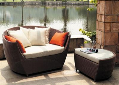 China Coffee PE Rattan Sofa Outdoor / Indoor Garden Furniture With UV Resistant for sale