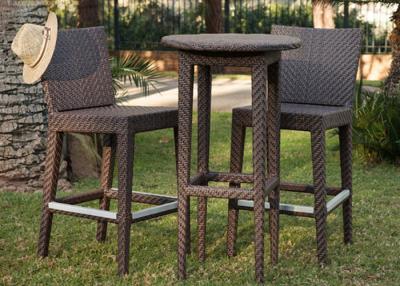 China Wear Resistant Rattan Cafe Furniture Patio Bar Stool Set Custom Made for sale