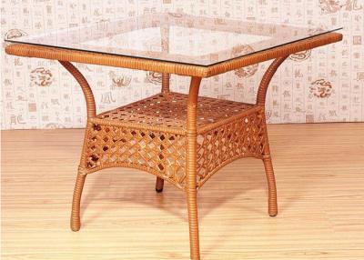 China Durable Square Garden Table Rattan Coffee Table With Storage Layer for sale