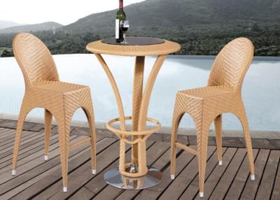 China Yellow Outdoor Bar Stools And Table Set Plastic Rattan Furniture for sale