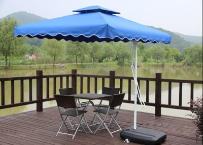 China Blue Outdoor Sun Umbrella Rectangular Garden Parasol With 360 Degree Rotate for sale