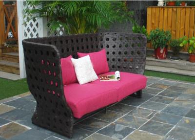 China Hollow High Back PE Rattan Sofa Outdoor / Indoor Backyard Furniture for sale