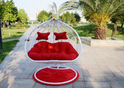 China White Rough PE Rattan Hanging Swing Chair Garden For Double People for sale