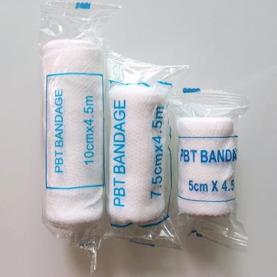 China OEM Surgical Medical Size Bleached Gauze Elastic Bandage First Aid PBT Bandage Conforming Suppliers With Size 5cm*4.5m 7.5*4.5m 10cm*4.5m for sale