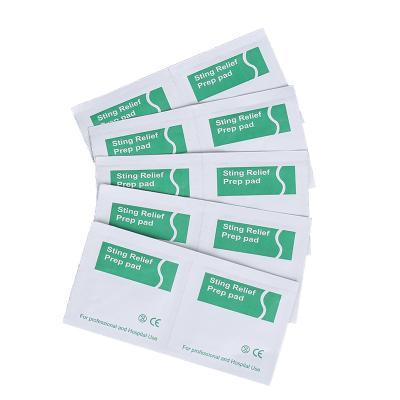 China Medical Anti-itch Sting Relief Prep Pad Sting Relief Swab Disposable Medical First Aid Disinfection for sale