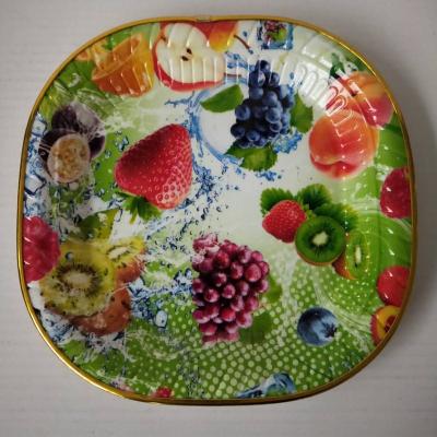 China household products and ableware number phnom penh plastic dish summer wind fruit design printing plate square dinner dish for sale