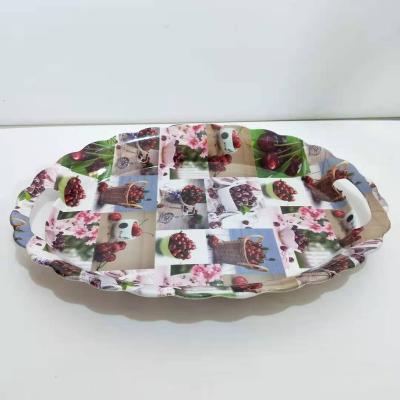 China Modern Polygonal Plastic Tray Fruit Design And Color Printing Plate Large Woven Dish for sale