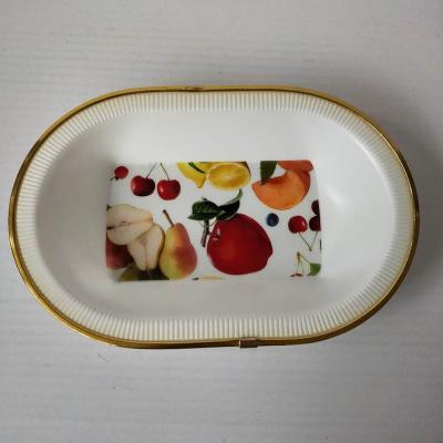 China Food Xinyuan Oval Dish Bottom Store Egg White Fruit Model Printing Dish Plastic Gold Thin Layer for sale