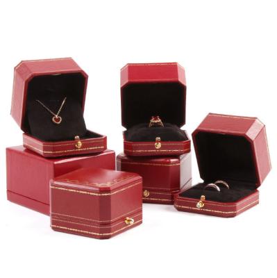 China Custom Made Composite Material Vintage Style Jewelry Packaging Box Luxury Octagonal Leather Ring Jewelry Box for sale